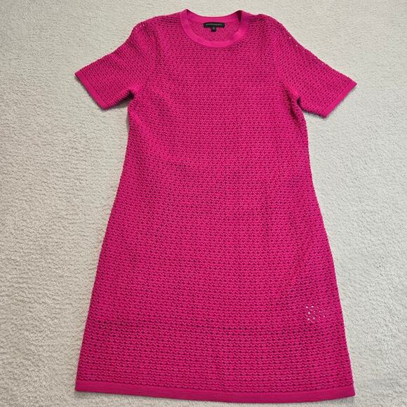 Banana Republic Fuschia Pink Open Knit Sweater Dress with Underslip Size M - Picture 1 of 12